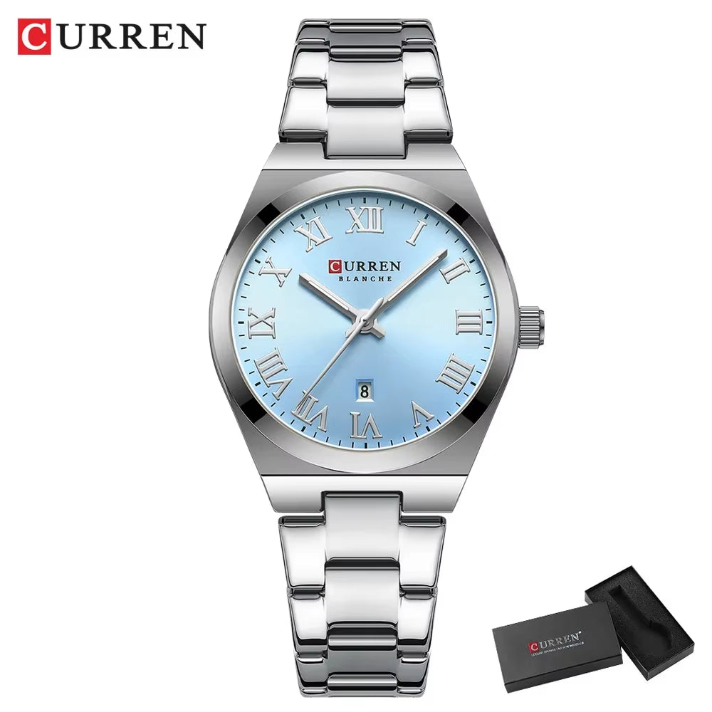 Women’s Dress Watch – Waterproof Analog Wristwatch with Stainless Steel Band & Date