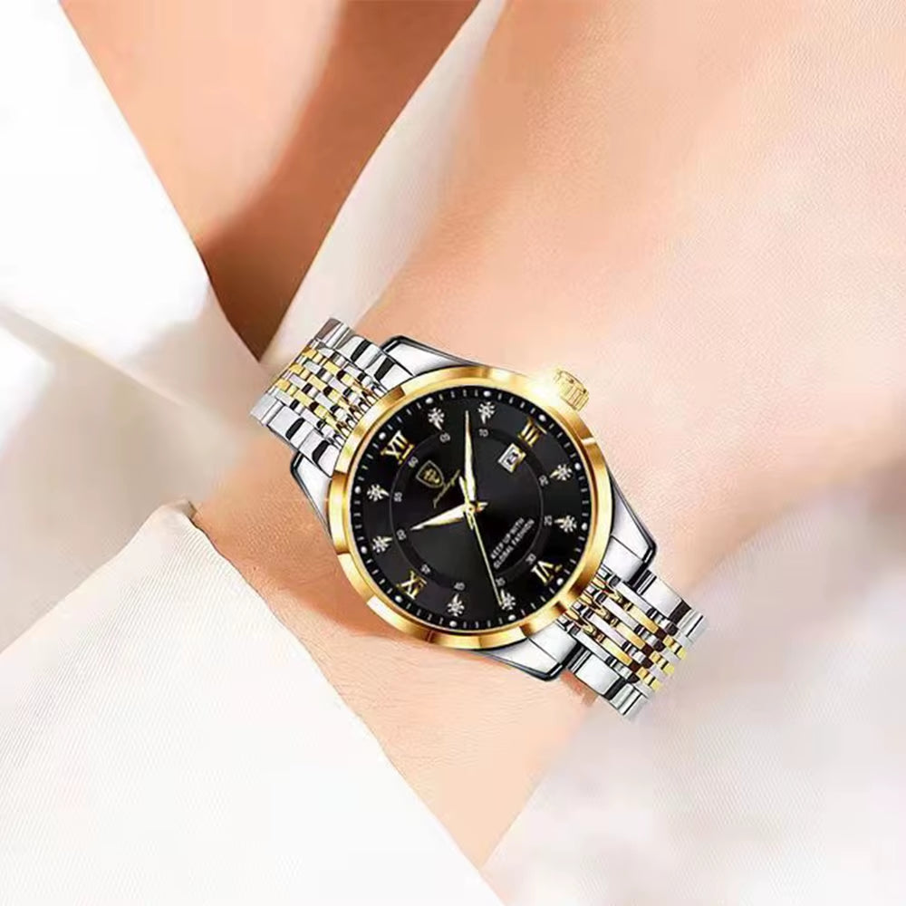 Women’s Luxury Quartz Watch – Waterproof Luminous Stainless Steel Date Wristwatch (Elegant Gift for Her)