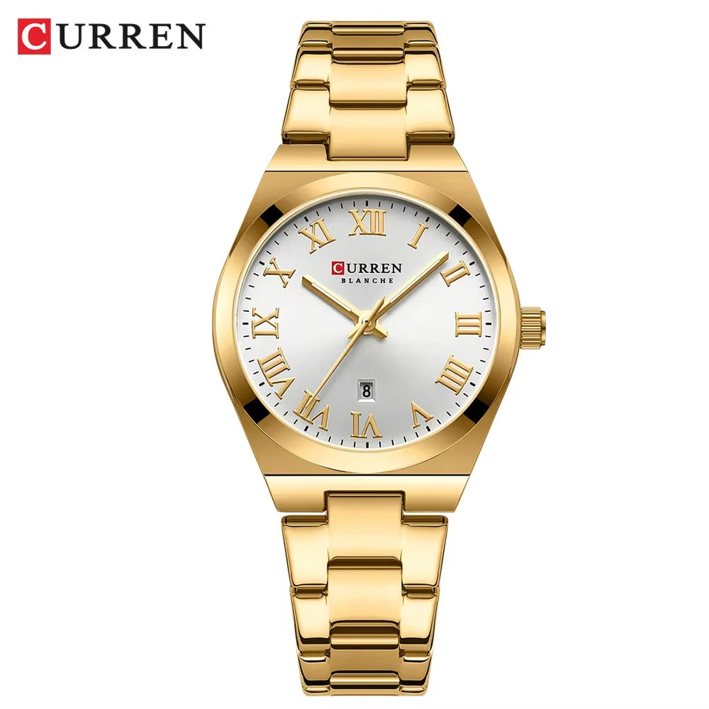 Women’s Dress Watch – Waterproof Analog Wristwatch with Stainless Steel Band & Date