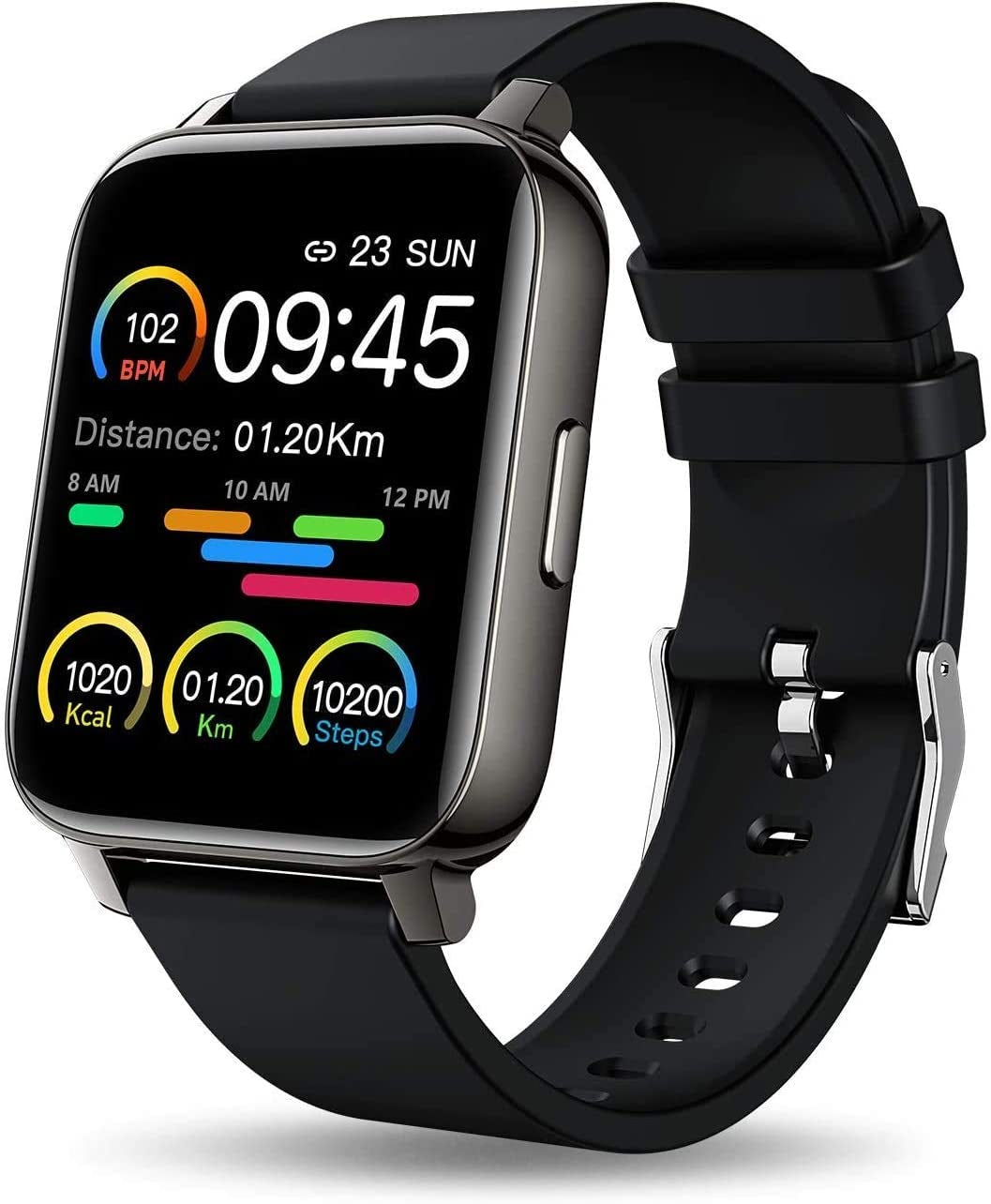 Smart Watch for Android & iOS, 1.69” HD Touchscreen Fitness Tracker with Heart Rate & Blood Pressure Monitor, Pedometer, Running Mode & IP68 Waterproof