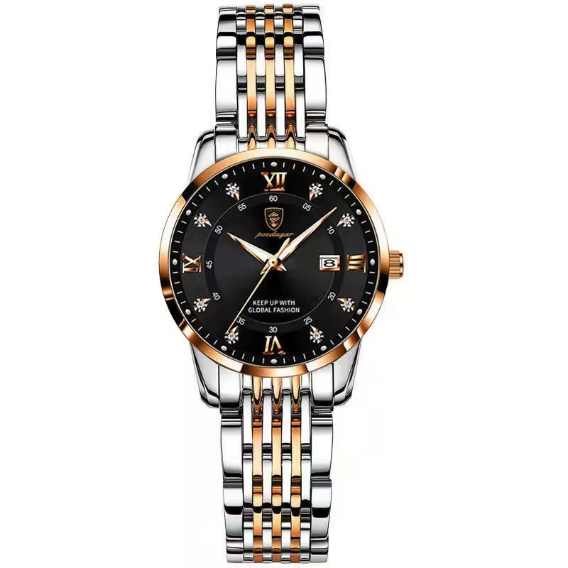 Women’s Luxury Quartz Watch – Waterproof Luminous Stainless Steel Date Wristwatch (Elegant Gift for Her)