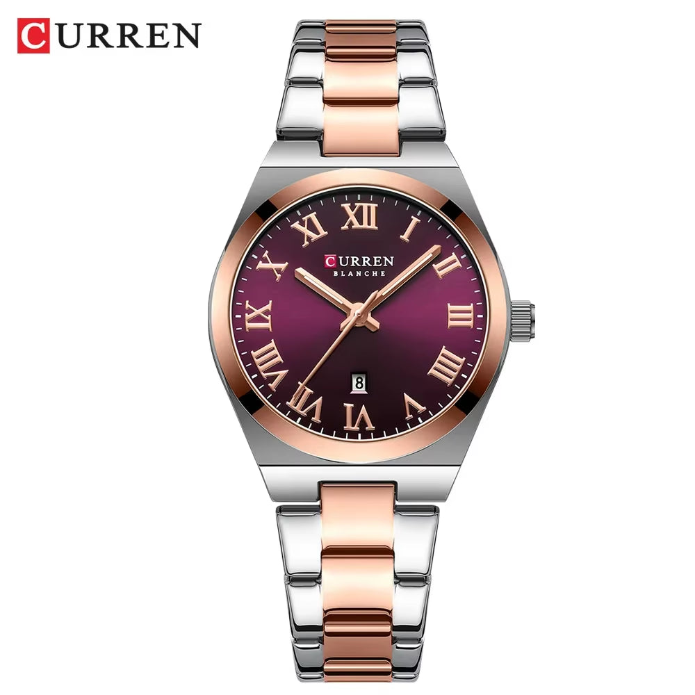 Women’s Dress Watch – Waterproof Analog Wristwatch with Stainless Steel Band & Date