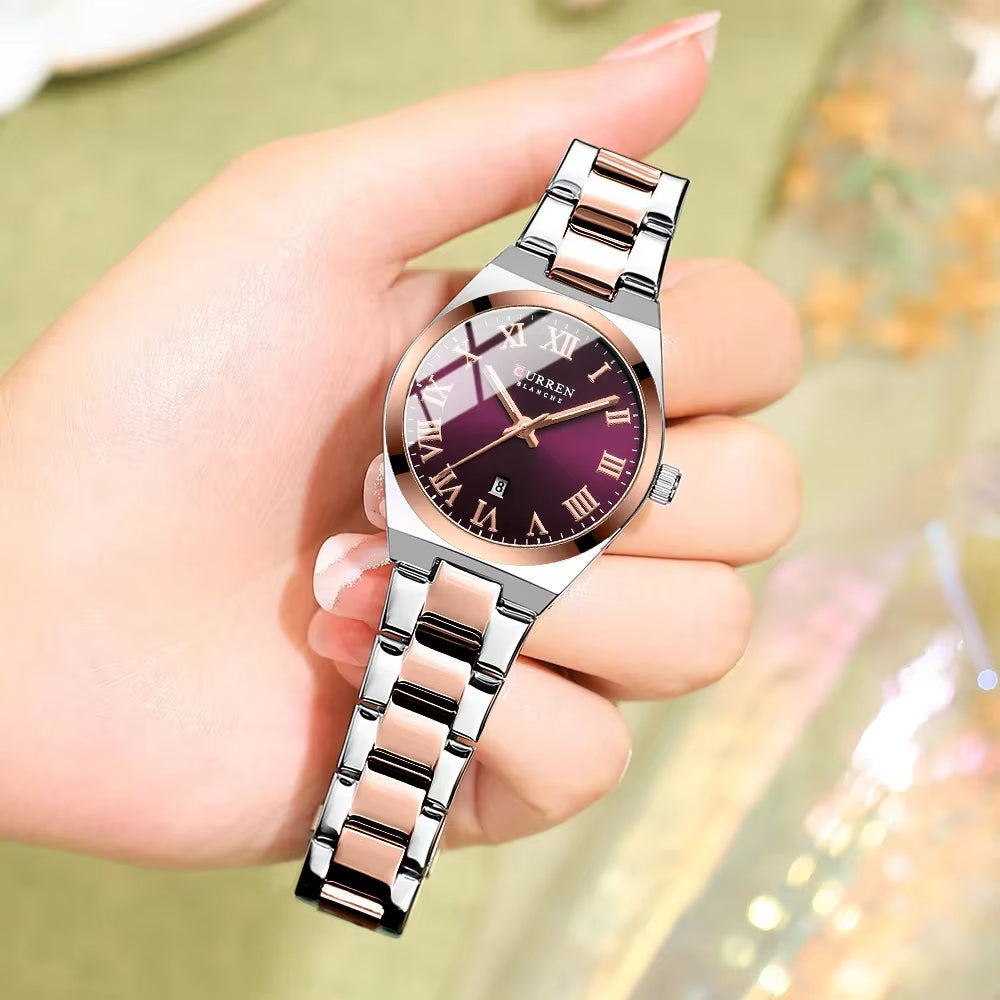 Women’s Dress Watch – Waterproof Analog Wristwatch with Stainless Steel Band & Date