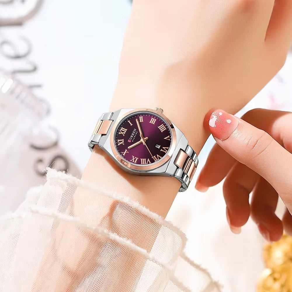 Women’s Dress Watch – Waterproof Analog Wristwatch with Stainless Steel Band & Date