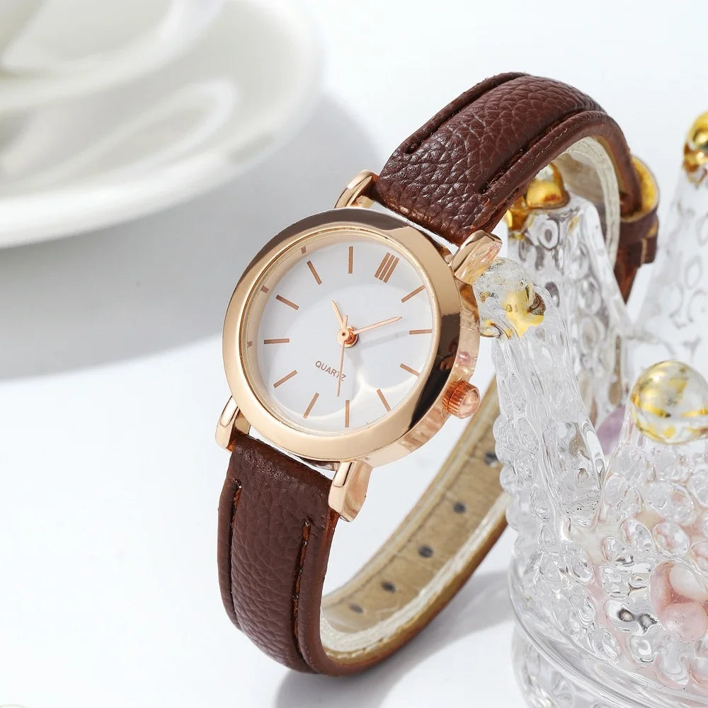 Women’s Small Dial Fashion Watch – Casual Leather Band Quartz Wristwatch