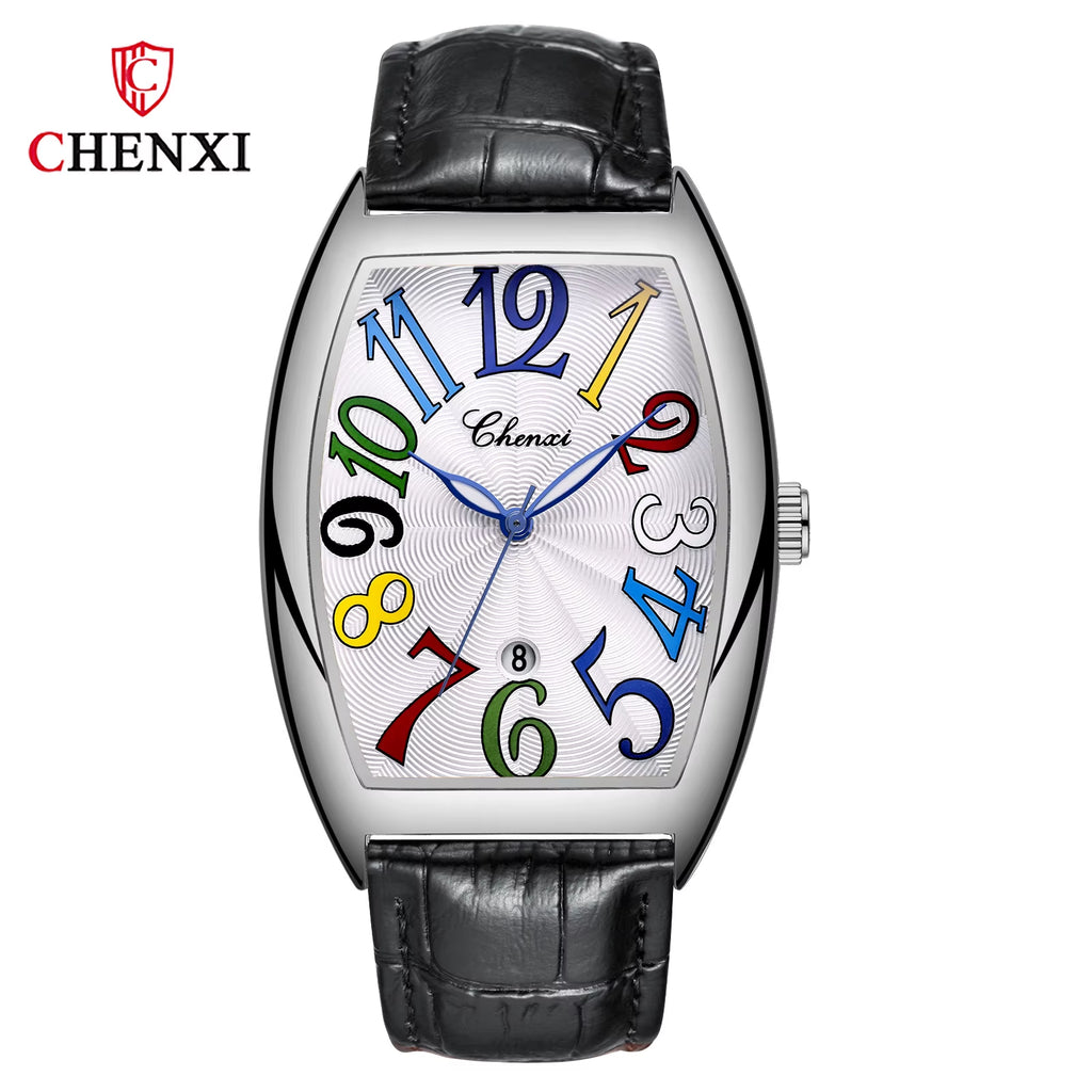 Men’s Business Quartz Watch – Luminous Curved Glass Analog Wristwatch with Date