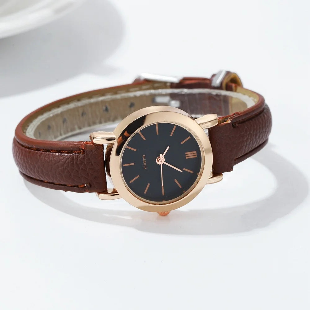 Women’s Small Dial Fashion Watch – Casual Leather Band Quartz Wristwatch