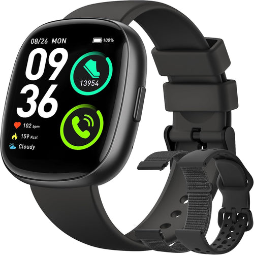Bluetooth Calling Smartwatch for Men & Women – 24/7 Heart Rate, SpO2 & Sleep Tracking, 120+ Sports Modes, 5ATM Waterproof (Includes 3 Bands, iOS & Android)