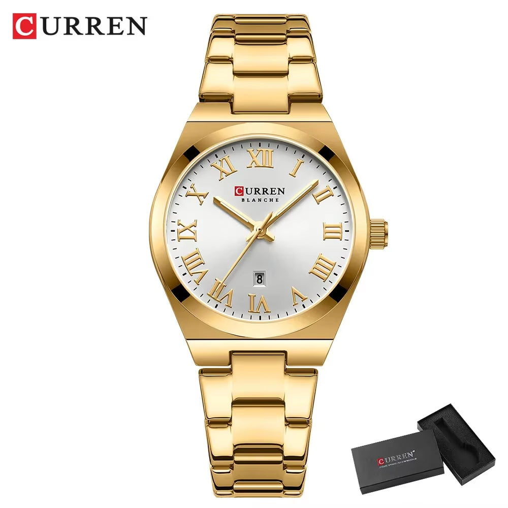 Women’s Dress Watch – Waterproof Analog Wristwatch with Stainless Steel Band & Date
