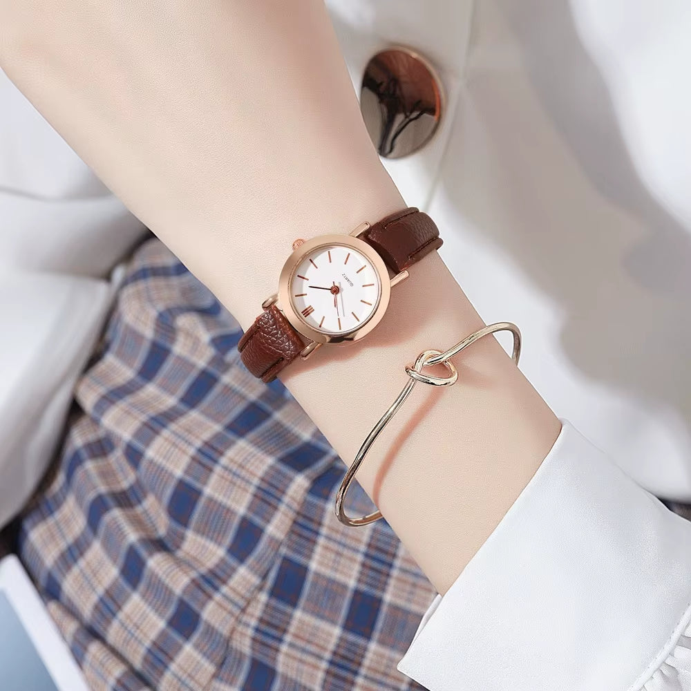 Women’s Small Dial Fashion Watch – Casual Leather Band Quartz Wristwatch