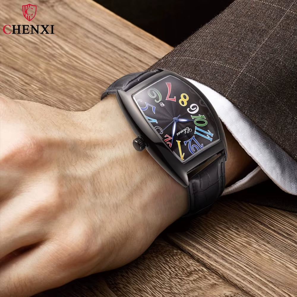 Men’s Business Quartz Watch – Luminous Curved Glass Analog Wristwatch with Date